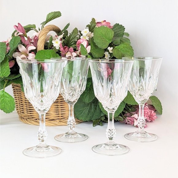 Set of 4 Vintage Crystal Water Goblets Clear Lead Crystal Capri Stemware Glasses - Picture 9 of 10